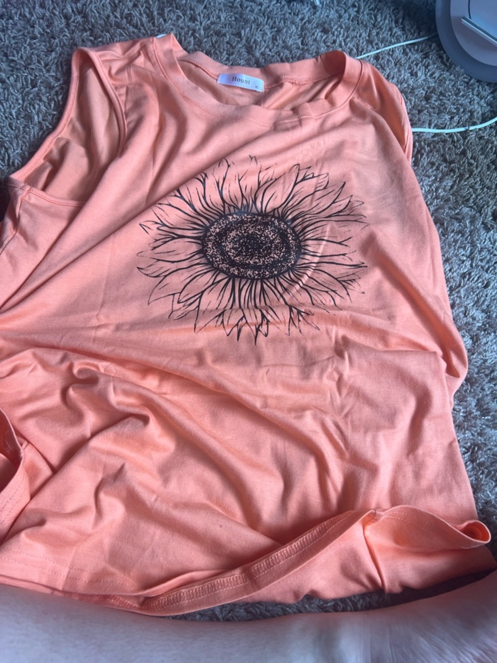 Peach Sunflower Graphic Tank Top by Rouje